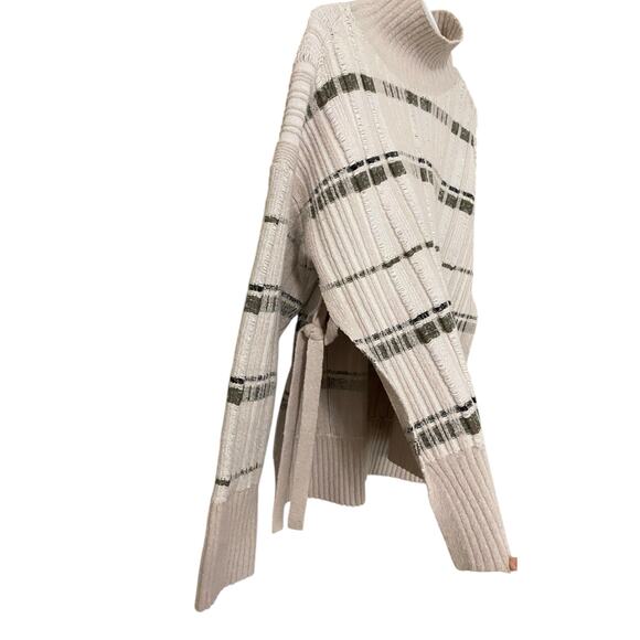 3.1 Phillip Lim Abstract Float Plaid Sweater XS Mock Neck Tie Sides Split Hem - Picture 5 of 10